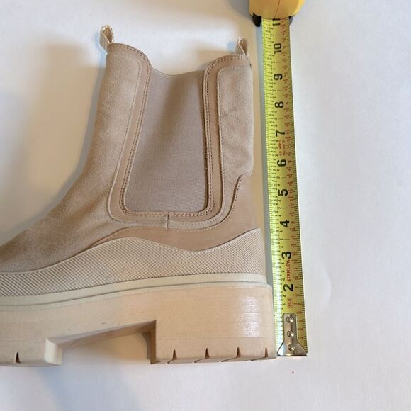 Sam Edelman Lulia Lug Chelsea Boot 9 Sesame Leather Suede Platform Combat - Picture 12 of 15